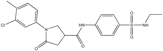 1-(3-chloro-4-methylphenyl)-N-[4-(ethylsulfamoyl)phenyl]-5-oxopyrrolidine-3-carboxamide Struktur