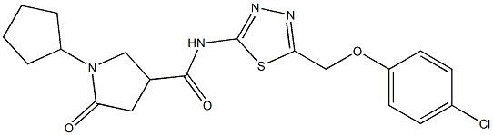 N-[5-[(4-chlorophenoxy)methyl]-1,3,4-thiadiazol-2-yl]-1-cyclopentyl-5-oxopyrrolidine-3-carboxamide Struktur