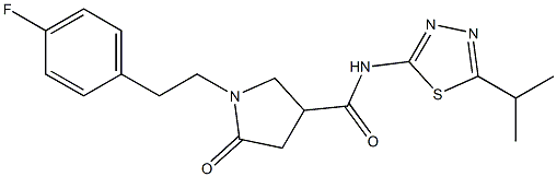 1-[2-(4-fluorophenyl)ethyl]-5-oxo-N-(5-propan-2-yl-1,3,4-thiadiazol-2-yl)pyrrolidine-3-carboxamide Struktur