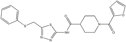 1-(furan-2-carbonyl)-N-[5-(phenylsulfanylmethyl)-1,3,4-thiadiazol-2-yl]piperidine-4-carboxamide Struktur