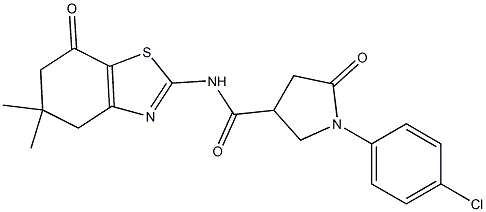 1-(4-chlorophenyl)-N-(5,5-dimethyl-7-oxo-4,6-dihydro-1,3-benzothiazol-2-yl)-5-oxopyrrolidine-3-carboxamide Struktur