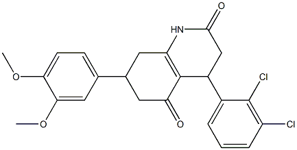 4-(2,3-dichlorophenyl)-7-(3,4-dimethoxyphenyl)-1,3,4,6,7,8-hexahydroquinoline-2,5-dione Struktur