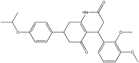 4-(2,3-dimethoxyphenyl)-7-(4-propan-2-yloxyphenyl)-1,3,4,6,7,8-hexahydroquinoline-2,5-dione Struktur