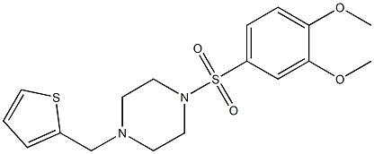 1-(3,4-dimethoxyphenyl)sulfonyl-4-(thiophen-2-ylmethyl)piperazine Struktur