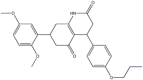 7-(2,5-dimethoxyphenyl)-4-(4-propoxyphenyl)-1,3,4,6,7,8-hexahydroquinoline-2,5-dione Struktur