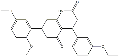 7-(2,5-dimethoxyphenyl)-4-(3-ethoxyphenyl)-1,3,4,6,7,8-hexahydroquinoline-2,5-dione Struktur