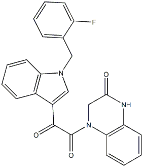 1-[1-[(2-fluorophenyl)methyl]indol-3-yl]-2-(3-oxo-2,4-dihydroquinoxalin-1-yl)ethane-1,2-dione Struktur