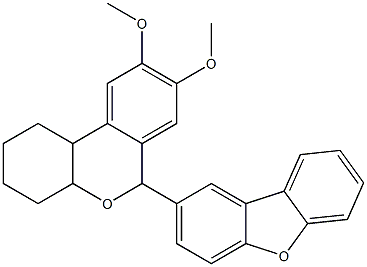 6-dibenzofuran-2-yl-8,9-dimethoxy-2,3,4,4a,6,10b-hexahydro-1H-benzo[c]chromene Struktur