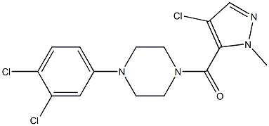 (4-chloro-2-methylpyrazol-3-yl)-[4-(3,4-dichlorophenyl)piperazin-1-yl]methanone Struktur