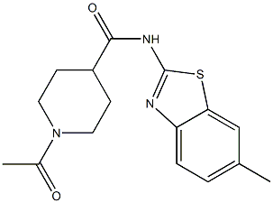 1-acetyl-N-(6-methyl-1,3-benzothiazol-2-yl)piperidine-4-carboxamide Struktur