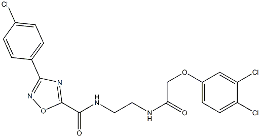 3-(4-chlorophenyl)-N-[2-[[2-(3,4-dichlorophenoxy)acetyl]amino]ethyl]-1,2,4-oxadiazole-5-carboxamide Struktur