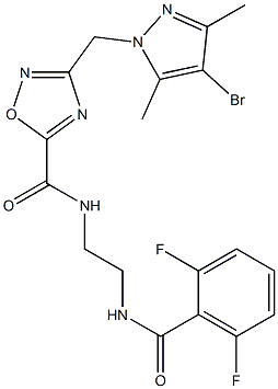 3-[(4-bromo-3,5-dimethylpyrazol-1-yl)methyl]-N-[2-[(2,6-difluorobenzoyl)amino]ethyl]-1,2,4-oxadiazole-5-carboxamide Struktur