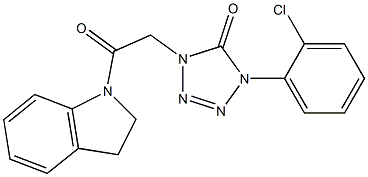 1-(2-chlorophenyl)-4-[2-(2,3-dihydroindol-1-yl)-2-oxoethyl]tetrazol-5-one Struktur