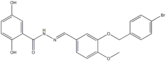 N-[(E)-[3-[(4-bromophenyl)methoxy]-4-methoxyphenyl]methylideneamino]-2,5-dihydroxybenzamide Struktur