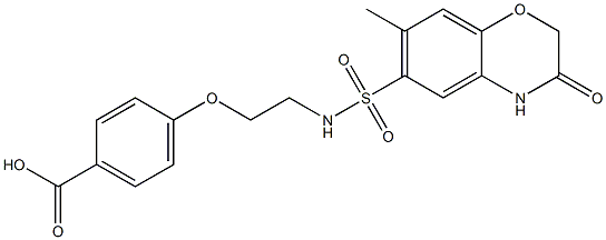 4-[2-[(7-methyl-3-oxo-4H-1,4-benzoxazin-6-yl)sulfonylamino]ethoxy]benzoic acid Struktur