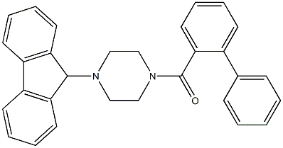 [4-(9H-fluoren-9-yl)piperazin-1-yl]-(2-phenylphenyl)methanone Struktur