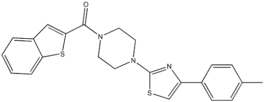 1-benzothiophen-2-yl-[4-[4-(4-methylphenyl)-1,3-thiazol-2-yl]piperazin-1-yl]methanone Struktur