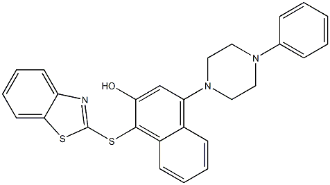 1-(1,3-benzothiazol-2-ylsulfanyl)-4-(4-phenylpiperazin-1-yl)naphthalen-2-ol Struktur