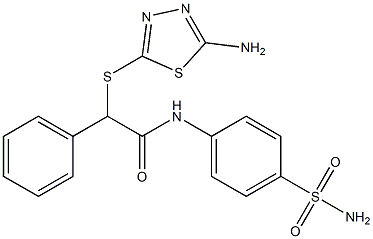 2-[(5-amino-1,3,4-thiadiazol-2-yl)sulfanyl]-2-phenyl-N-(4-sulfamoylphenyl)acetamide Struktur