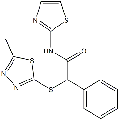 2-[(5-methyl-1,3,4-thiadiazol-2-yl)sulfanyl]-2-phenyl-N-(1,3-thiazol-2-yl)acetamide Struktur