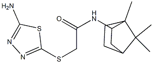 2-[(5-amino-1,3,4-thiadiazol-2-yl)sulfanyl]-N-(4,7,7-trimethyl-3-bicyclo[2.2.1]heptanyl)acetamide Struktur