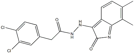 2-(3,4-dichlorophenyl)-N'-(6,7-dimethyl-2-oxoindol-3-yl)acetohydrazide Struktur