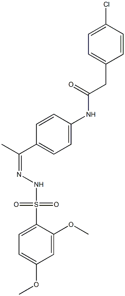 2-(4-chlorophenyl)-N-[4-[(Z)-N-[(2,4-dimethoxyphenyl)sulfonylamino]-C-methylcarbonimidoyl]phenyl]acetamide Struktur