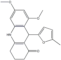 6,8-dimethoxy-9-(5-methylfuran-2-yl)-3,4,9,10-tetrahydro-2H-acridin-1-one Struktur