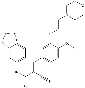 (E)-N-(1,3-benzodioxol-5-yl)-2-cyano-3-[4-methoxy-3-(2-morpholin-4-ylethoxy)phenyl]prop-2-enamide Struktur