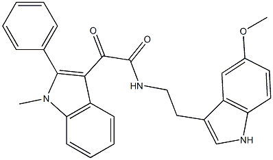 N-[2-(5-methoxy-1H-indol-3-yl)ethyl]-2-(1-methyl-2-phenylindol-3-yl)-2-oxoacetamide Struktur