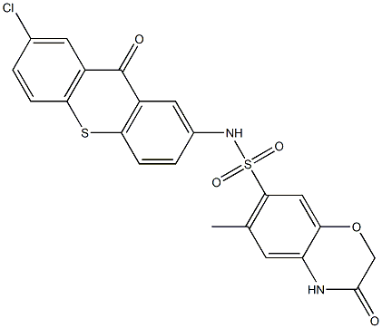 N-(7-chloro-9-oxothioxanthen-2-yl)-6-methyl-3-oxo-4H-1,4-benzoxazine-7-sulfonamide Struktur