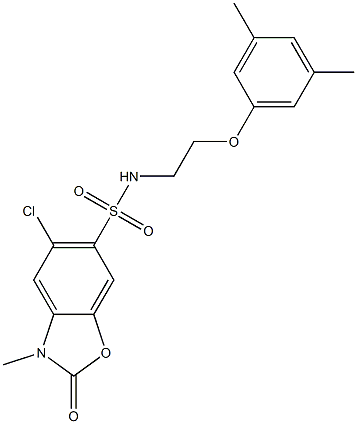 5-chloro-N-[2-(3,5-dimethylphenoxy)ethyl]-3-methyl-2-oxo-1,3-benzoxazole-6-sulfonamide Struktur