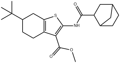 methyl 2-(bicyclo[2.2.1]heptane-3-carbonylamino)-6-tert-butyl-4,5,6,7-tetrahydro-1-benzothiophene-3-carboxylate Struktur