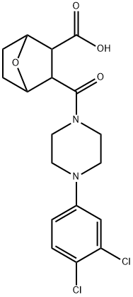 2-[4-(3,4-dichlorophenyl)piperazine-1-carbonyl]-7-oxabicyclo[2.2.1]heptane-3-carboxylic acid Struktur