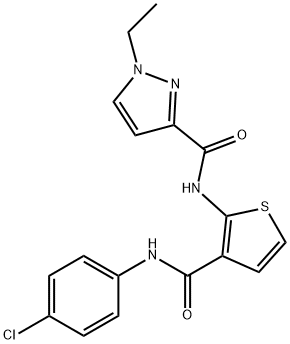 N-[3-[(4-chlorophenyl)carbamoyl]thiophen-2-yl]-1-ethylpyrazole-3-carboxamide Struktur