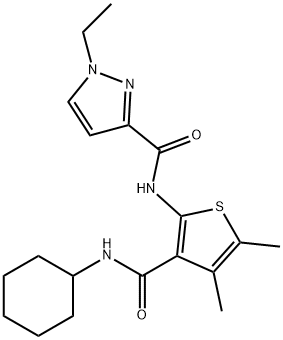 N-[3-(cyclohexylcarbamoyl)-4,5-dimethylthiophen-2-yl]-1-ethylpyrazole-3-carboxamide Struktur