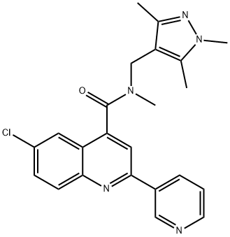 6-chloro-N-methyl-2-pyridin-3-yl-N-[(1,3,5-trimethylpyrazol-4-yl)methyl]quinoline-4-carboxamide Struktur