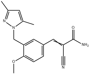 (Z)-2-cyano-3-[3-[(3,5-dimethylpyrazol-1-yl)methyl]-4-methoxyphenyl]prop-2-enamide Struktur