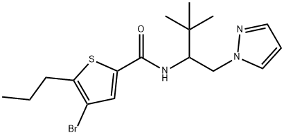 4-bromo-N-(3,3-dimethyl-1-pyrazol-1-ylbutan-2-yl)-5-propylthiophene-2-carboxamide Struktur