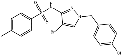 N-[4-bromo-1-[(4-chlorophenyl)methyl]pyrazol-3-yl]-4-methylbenzenesulfonamide Struktur