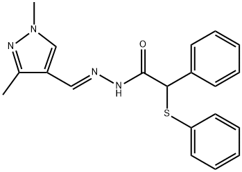 N-[(E)-(1,3-dimethylpyrazol-4-yl)methylideneamino]-2-phenyl-2-phenylsulfanylacetamide Struktur