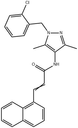 (E)-N-[1-[(2-chlorophenyl)methyl]-3,5-dimethylpyrazol-4-yl]-3-naphthalen-1-ylprop-2-enamide Struktur