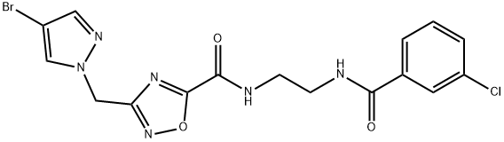 3-[(4-bromopyrazol-1-yl)methyl]-N-[2-[(3-chlorobenzoyl)amino]ethyl]-1,2,4-oxadiazole-5-carboxamide Struktur