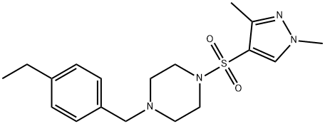 1-(1,3-dimethylpyrazol-4-yl)sulfonyl-4-[(4-ethylphenyl)methyl]piperazine Struktur