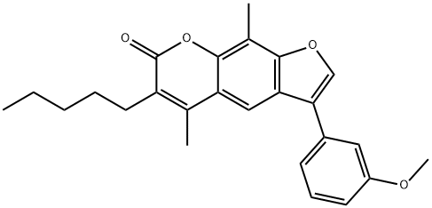 3-(3-methoxyphenyl)-5,9-dimethyl-6-pentylfuro[3,2-g]chromen-7-one Struktur