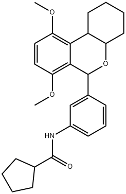 N-[3-(7,10-dimethoxy-2,3,4,4a,6,10b-hexahydro-1H-benzo[c]chromen-6-yl)phenyl]cyclopentanecarboxamide Struktur