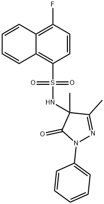 N-(3,4-dimethyl-5-oxo-1-phenylpyrazol-4-yl)-4-fluoronaphthalene-1-sulfonamide Struktur