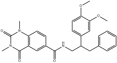 N-[2-(3,4-dimethoxyphenyl)-3-phenylpropyl]-1,3-dimethyl-2,4-dioxoquinazoline-6-carboxamide Struktur