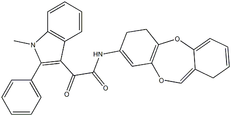 N-(6H-benzo[b][1,4]benzodioxepin-8-yl)-2-(1-methyl-2-phenylindol-3-yl)-2-oxoacetamide Struktur