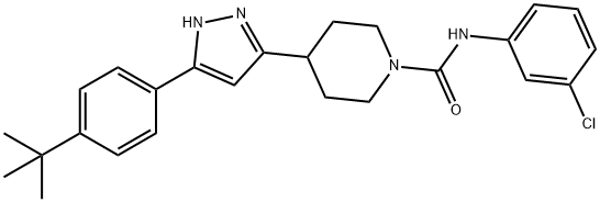 4-[3-(4-tert-butylphenyl)-1H-pyrazol-5-yl]-N-(3-chlorophenyl)piperidine-1-carboxamide Struktur